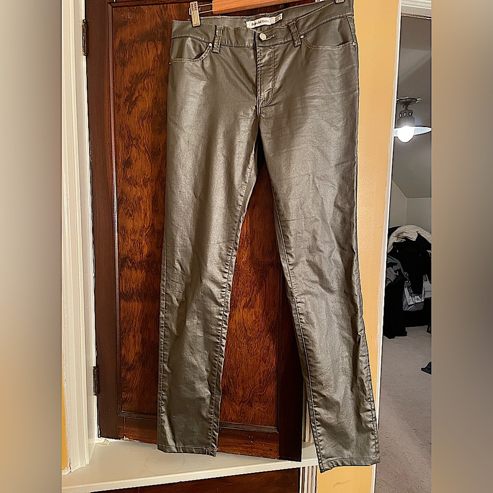 Pedro del Hiero shiny Gray pants. Sz. 10